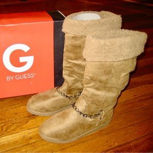 G by GUESS BOOTS — TAN VEGAN SUEDE  — UGG LOOK